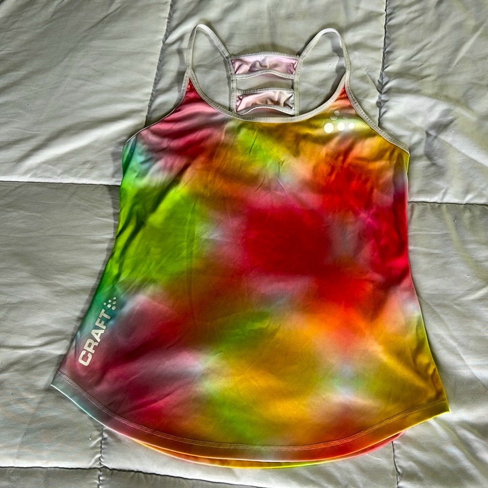 Craft Rainbow Sherbet Pastel Pink Running Tank Top S EUC Summer